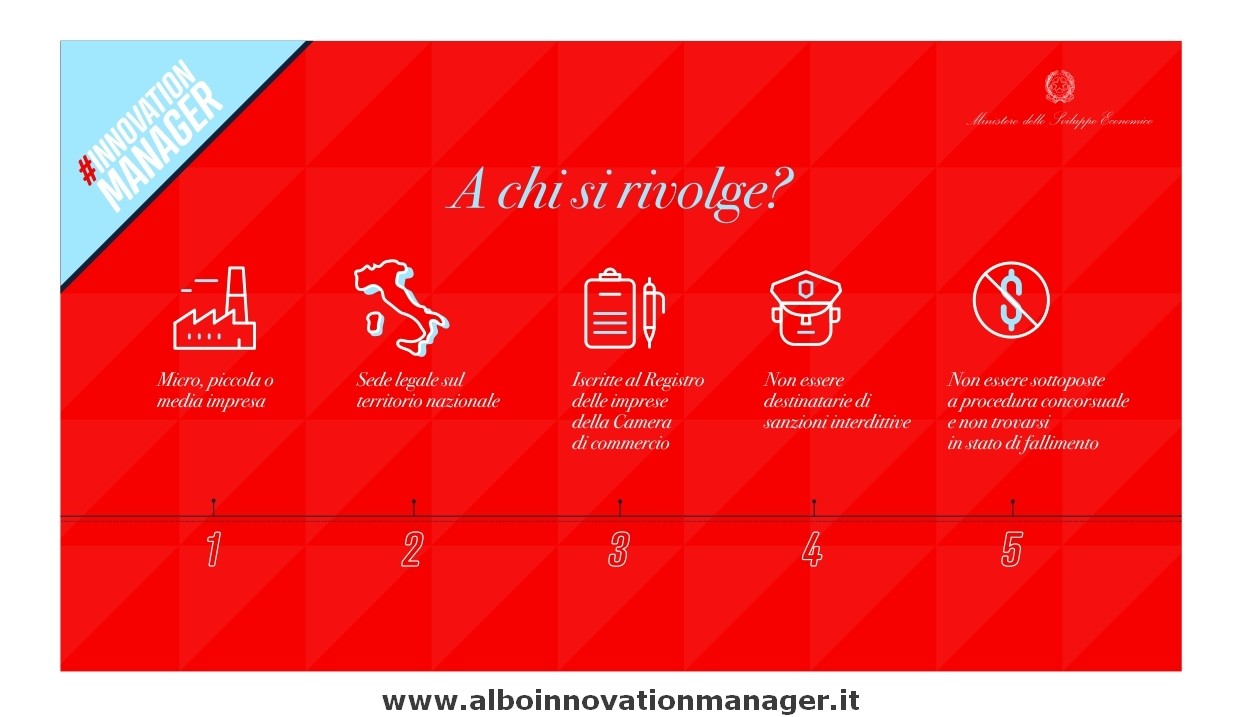 Info Innovation Manager Infografica Mise per Innovation Managar a chi si rivolge