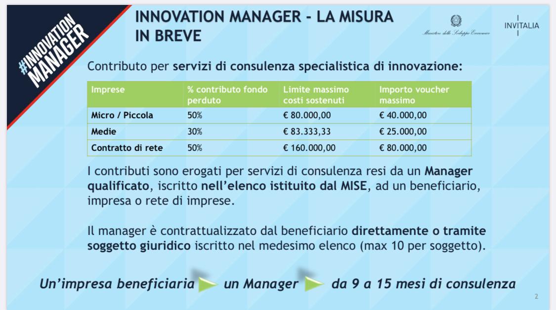 Albo Innovation Manager Mise Web Strategia Gianfelici consulenza bando contributi